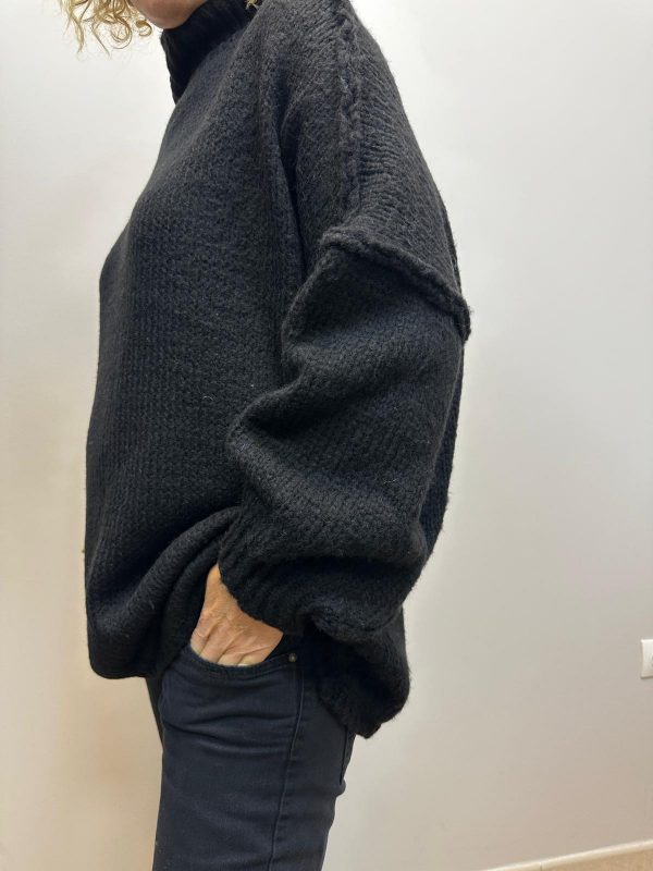 Pull Oversize Col Montant – Noir