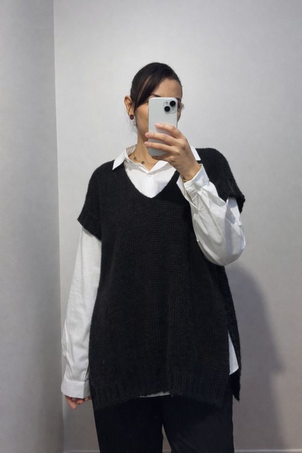 Pull sans manche noir