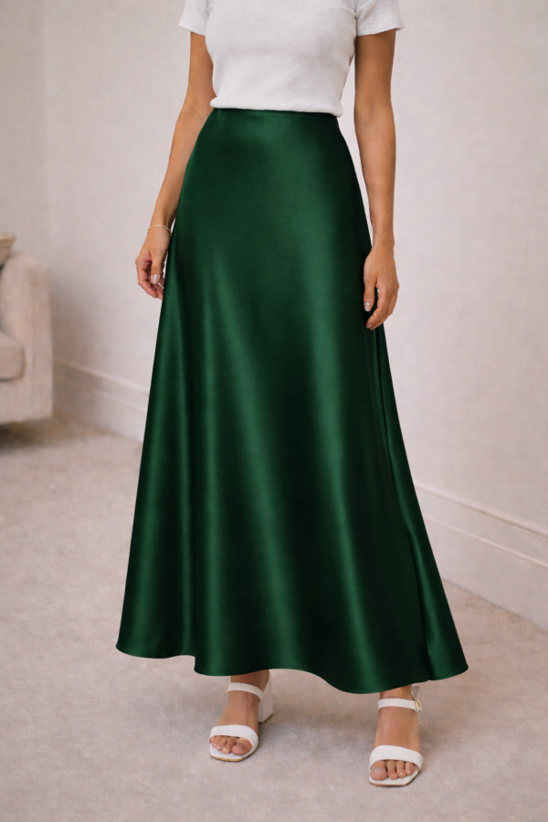 Jupe satin vert