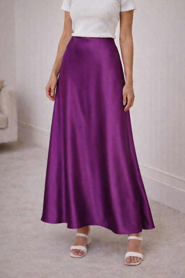 Jupe satin mauve