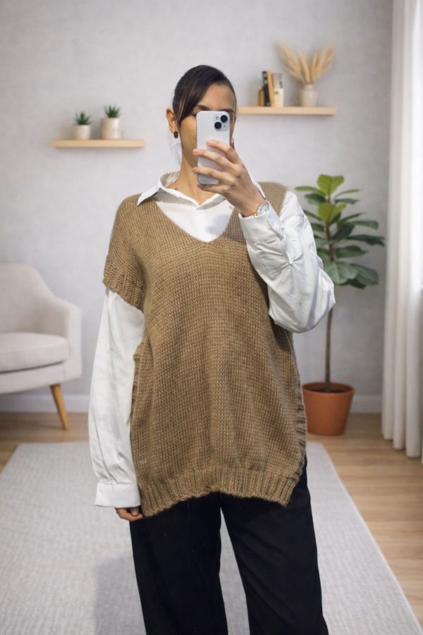Pull sans manche en maille