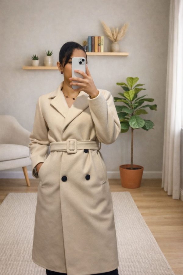 Manteau long ceinturé