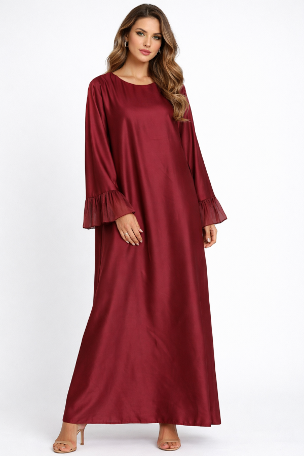 Robe avec manche plissée