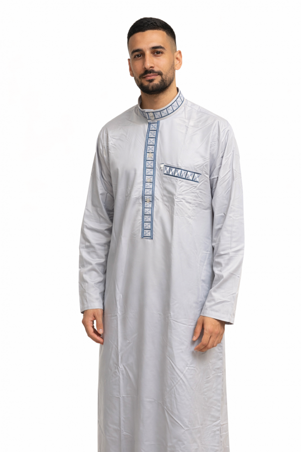Qamis homme gris avec pantalon inclus