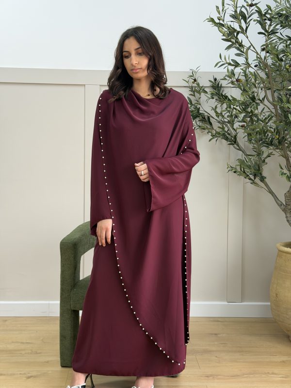 Robe perlée bordeaux
