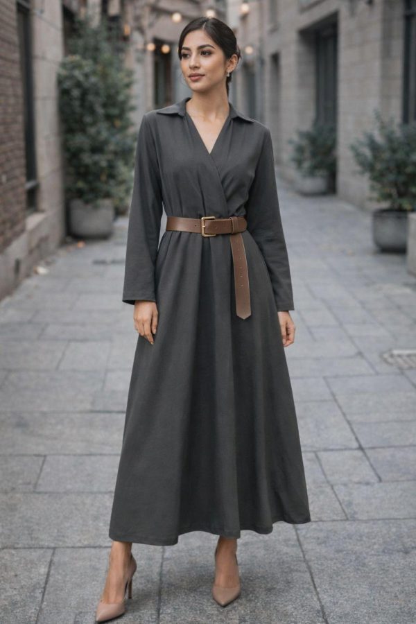 Robe kaki avec ceinture