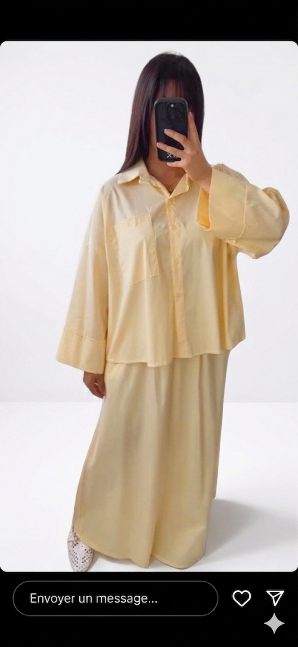 Ensemble jupe chemise en coton