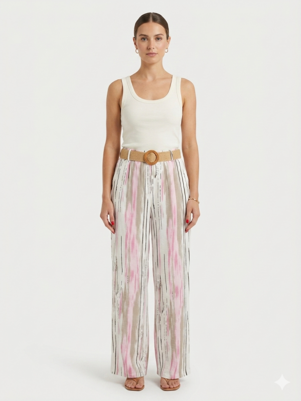 Pantalon en coton  avec ceinture